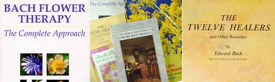 Bookshop Montage - Bach Flower Therapy book, collection of flower essence books and the Twelve Healers book